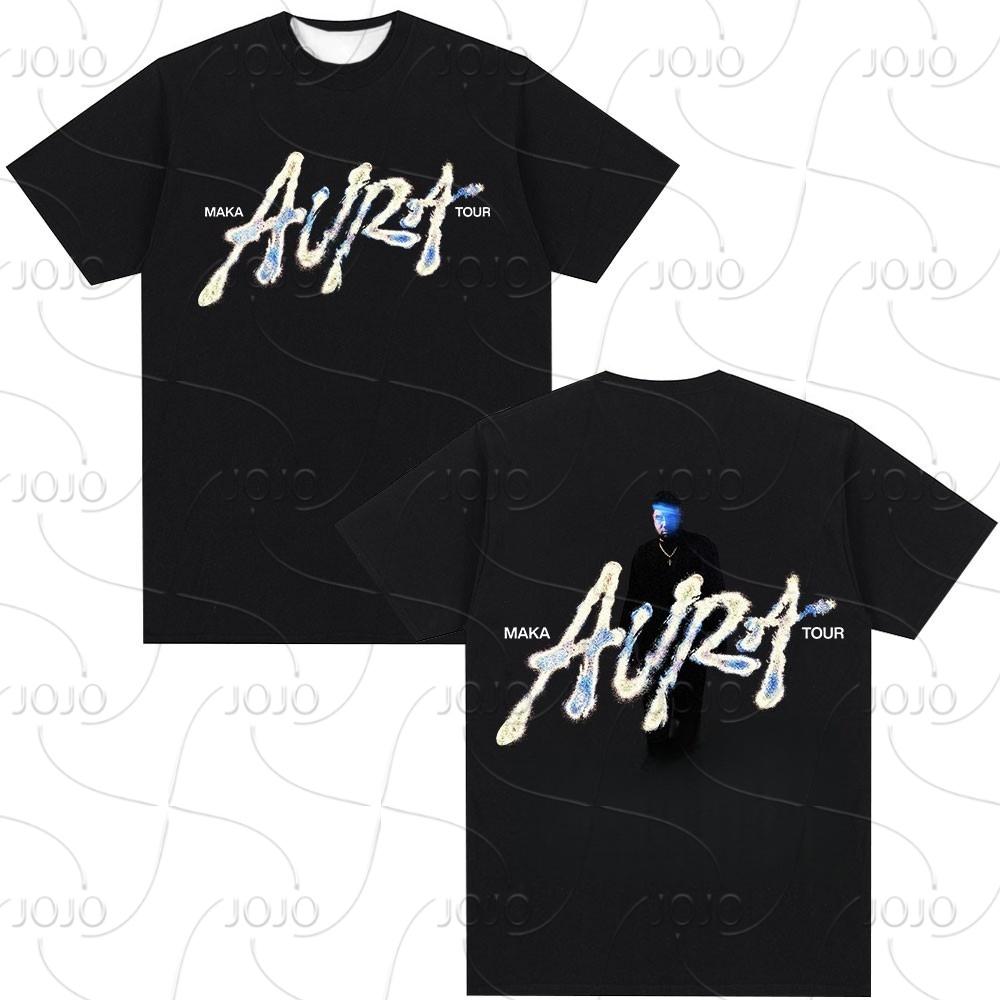 Rapper Maka Aura 2025 Tour Merch T Shirts Men Women Fashion Vintage Street T-shirt Casual Short Sleeve T Shirt Streetwear