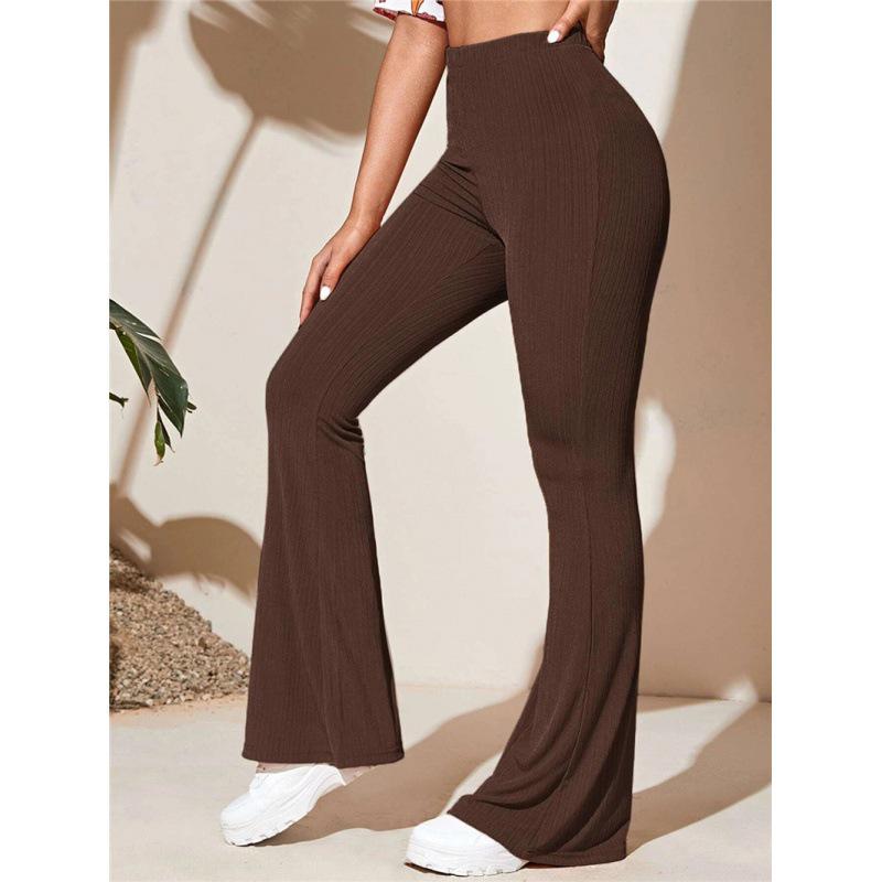 European & American Women's Casual Knitted Flared High Waist Yoga Pants