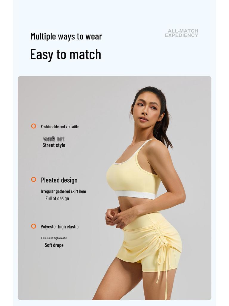 Women's Spring-Summer Sports Suit: Two-Piece Vest, Skirt, Pants Set for Running, Fitness, and Yoga