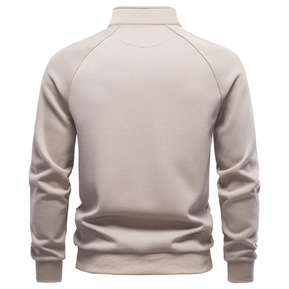 AIOPESON Half Zip Katoenmix Sweatshirts Opstaande Kraag Geribbelde Manchetten Raglanmouw Casual Sport Heren Herfst Winter Warm Pullover