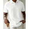 Men Short Sleeve Polo Shirt Herringbone Jacquard Texture Casual Business Top