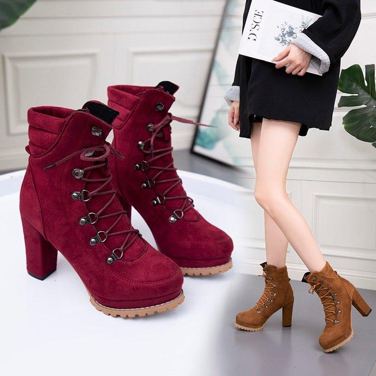 Lace-up Rivet Short Boots 
