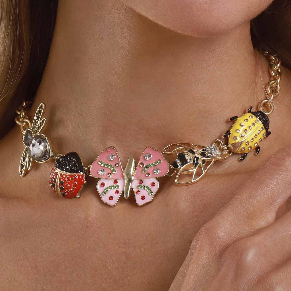 New Fashion Insect Beetle Jewelry Dripping Oil Pendant Necklace Sweet Earrings Niche Design Women Accessories