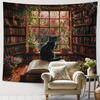 Cozy Library Cat Tapestry Charming Elegant and Uniquely Inviting Wall Art for a Warm Home Decor Statement