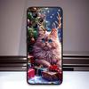 Christmas Cartoon Cat Art Phone Case For Xiaomi Redmi Note 15 14 13 12 12S 11E 11 11S Pro Plus 4G 5G Black Soft TPU