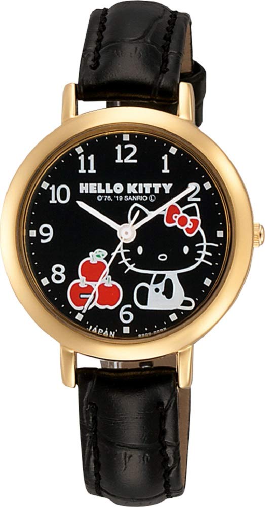 

Citizen Q&Q Hello Kitty Analog Watch Waterproof Leather Strap Black Dial 0031N105 Women s чёрный