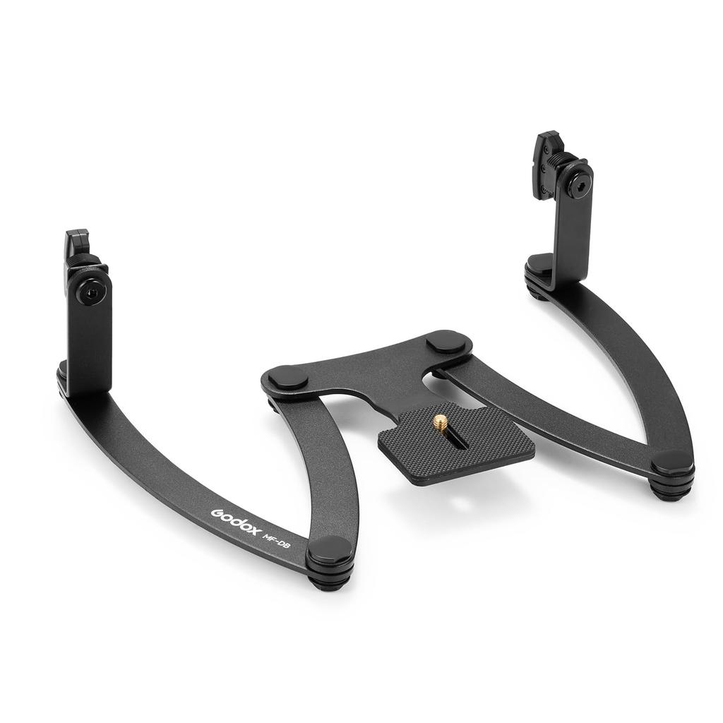 GODOX Dual Flash Mount Flexible Flash Aluminum Rotatable Standard Compatible with DSLR Cameras MF-DB Bracket, Alloy, 360° Head, Multi-Angle