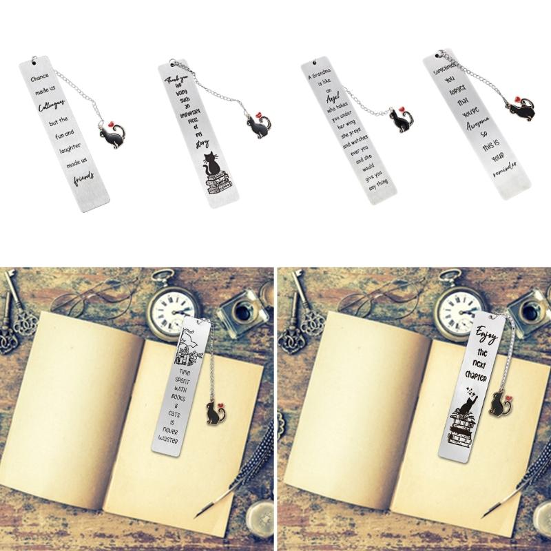 Stainless Steel Bookmarks Chain Bookmarks Cats Pendant Bookmarks Metal Book Mark Book Page Divider Gift for Book Lover