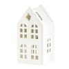 Ceramic House Decor Shape Candle Holder, White Hollow Tea Light Holder Durable Craft Gift Ornament, Artistic Miniature Figurine for Christmas