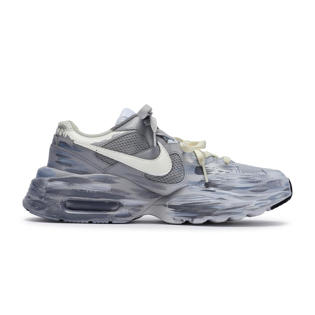 Nike Air Max Fusion Slip Resistant Abrasion Resistant Low Top Air Cushion Casual Running Shoes Women's Blue Gray White CJ1671-100(Team80-)