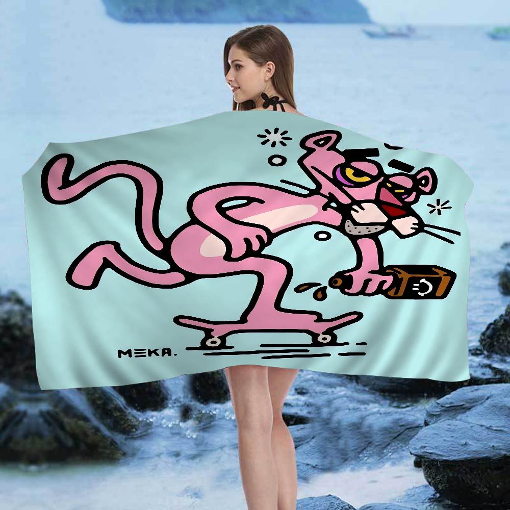 The P-Pink P-Panther Anime Beach Swimming Towel Soft Absorbent Washcloth Children's Gifts for Kids Travel Camping Gym