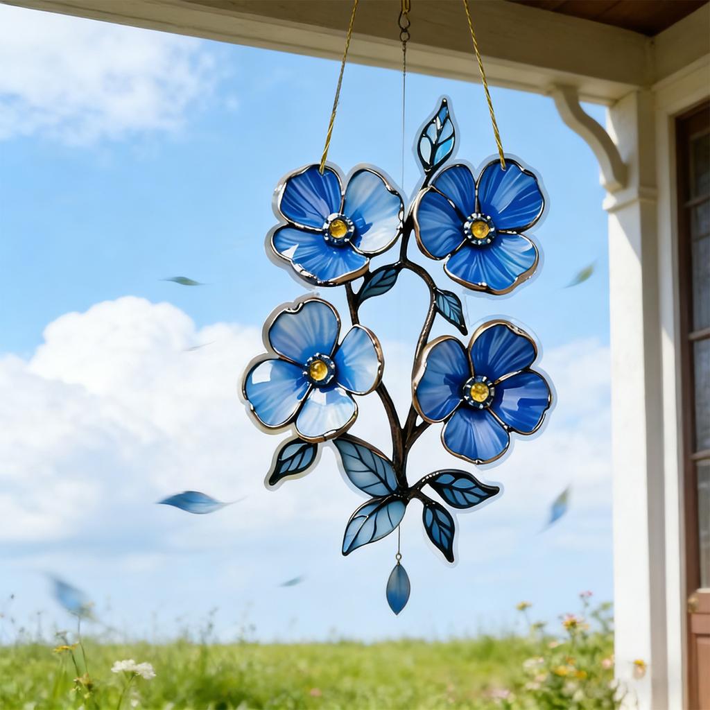 Peacocks/Flower Suncatchers 2D Acrylic Stained Glass Effect Window Hanging Garden Decors Valentines Day Gift for Womens