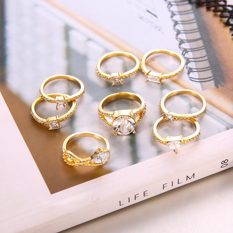 Jewelry Articulated Ring Fashion Diamond Set 8-Piece Ring Set
