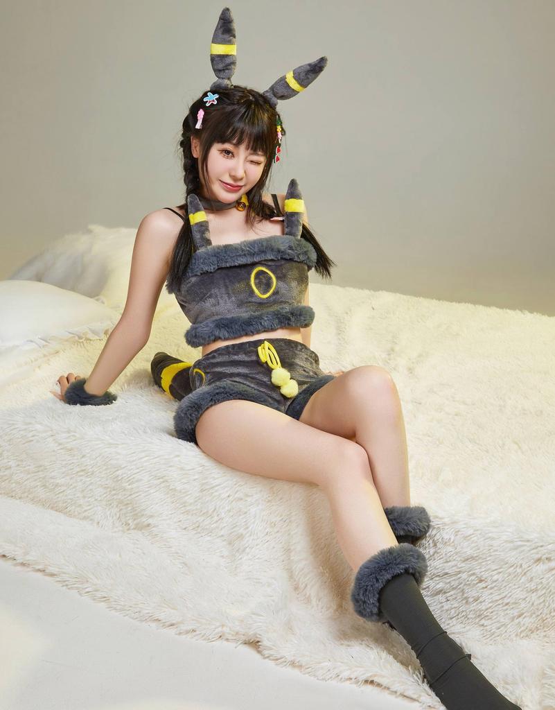 Beauty Costume Cosplay Anime Game Sexy Cute Tank Top Shorts Lingerie Sleeveless Home Wear Pajamas Belly Showing Black Cat Monster Monster Beast Cute