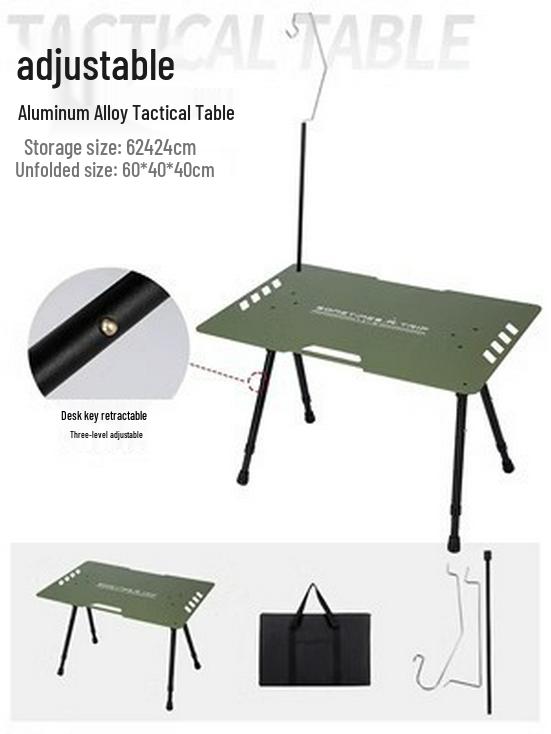 Lightweight Aluminum Folding Camping Table with Portable Storage - Blackened Style
