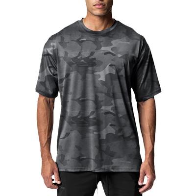 Camouflage Running T-shirts Mens Oversized Half Sleeve Dropped Shoulder Loose Fitness T Shirt Summer Gym Bodybuilding Tops Tees