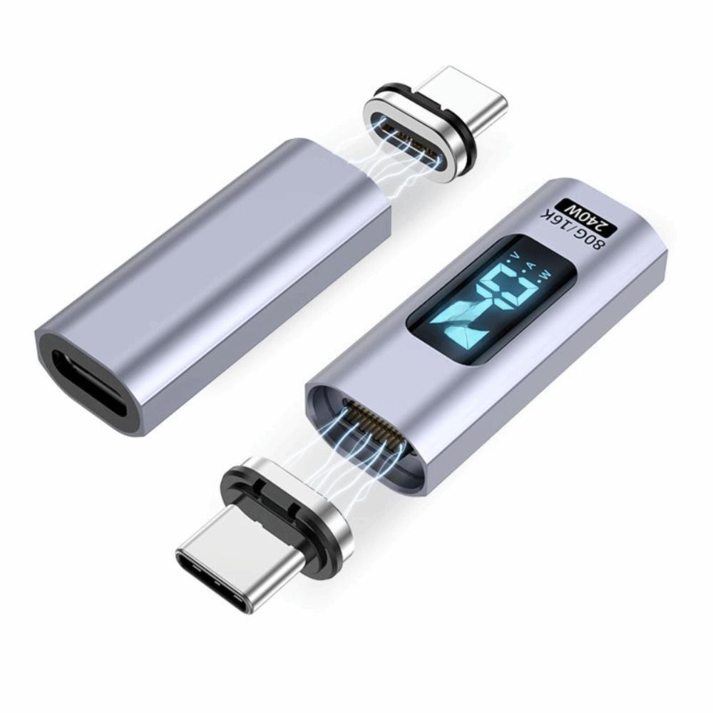 80Gbps Magnetic Adapter 240W Fast Charging Adapter Cable Type C Adapter  Magnet Charge
