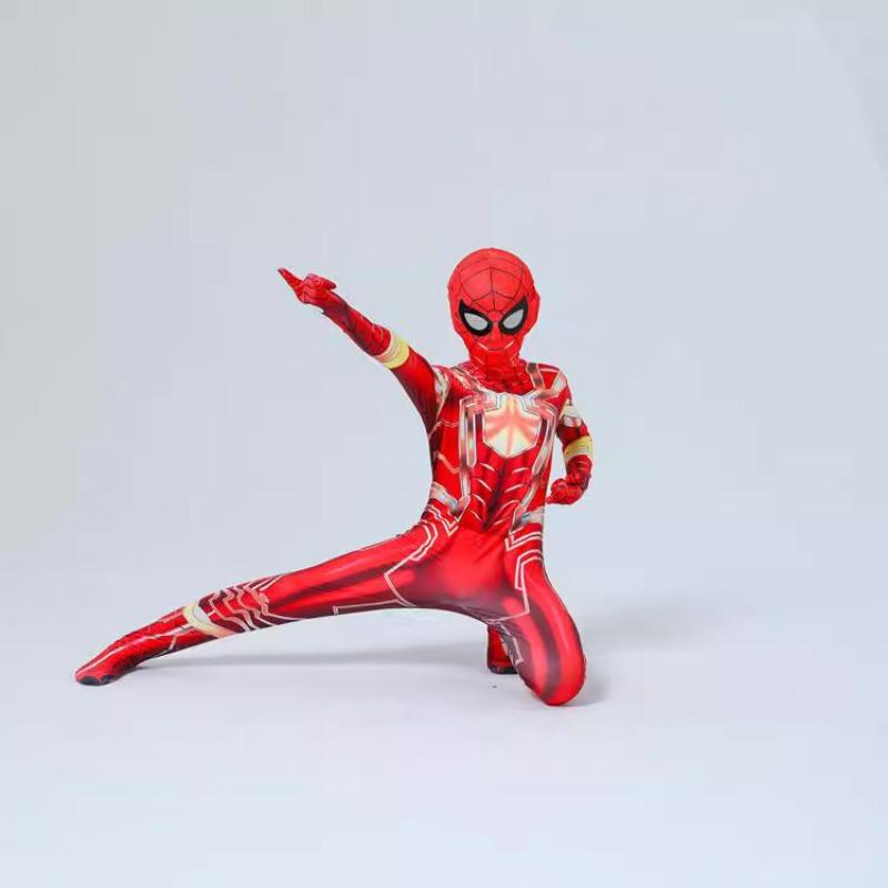 Gold Stainless Steel Spider Tights Bodysuit Set Stainless Steel Man Clothes Expedition Adult Children's Halloween Costume