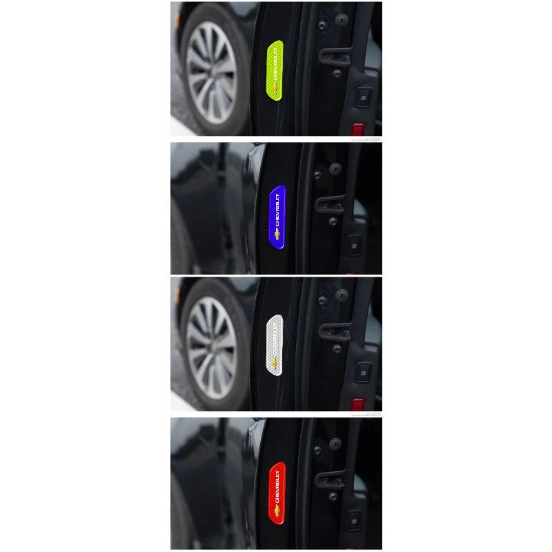 4PCS Car Door Safety Warning Reflective Mark Sticker Emblem for Chevrolet Camaro Trax Blazer Cavalier Onix Aveo Silverado Malibu Captiva