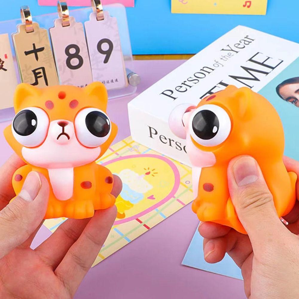 Soft Pop Eye Squeeze Sensory Toys Stretch Squeezing Cartoon Little Bear Fidget Toys Slow Rebound Kawaii Tiger Squeeze Toy Gift