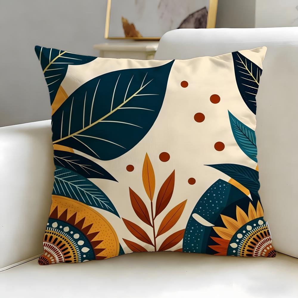 Artistic Leaves Cushion Cover Soft & Easy-Wash Pillow Case – Versatile For Couch, Bed, Travel And Office