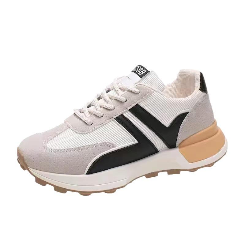 Spring New Fashionable Casual Dad Shoes Thick Sole Simple Breathable and Comfortable Women's Sports White Shoes