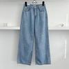 New ArrivalS Open Run Women S Light Blue Wide Denim pantS With Floral deSign
