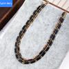 High-end Natural Stone Crystal Cylindrical Bamboo Necklace Pendant Light Luxury Niche Design Exquisite Clavicle Chain for Women