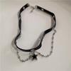 Gothic Black Cross Heart Star Pendant Choker Necklace Women Punk Vintage Aesthetic EMO Grunge Y2K Charm Neck Jewelry Accessories