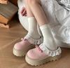 Fashion Thick-soled high-heeled slippers for women suede mules fur warm wedge flip-flops  winter new snow boots fashion Zapatos Mujer