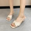 Simple Ladies Slippers Dew Feet High Heels Solid Color Comfortable Casual SlippersSlippers