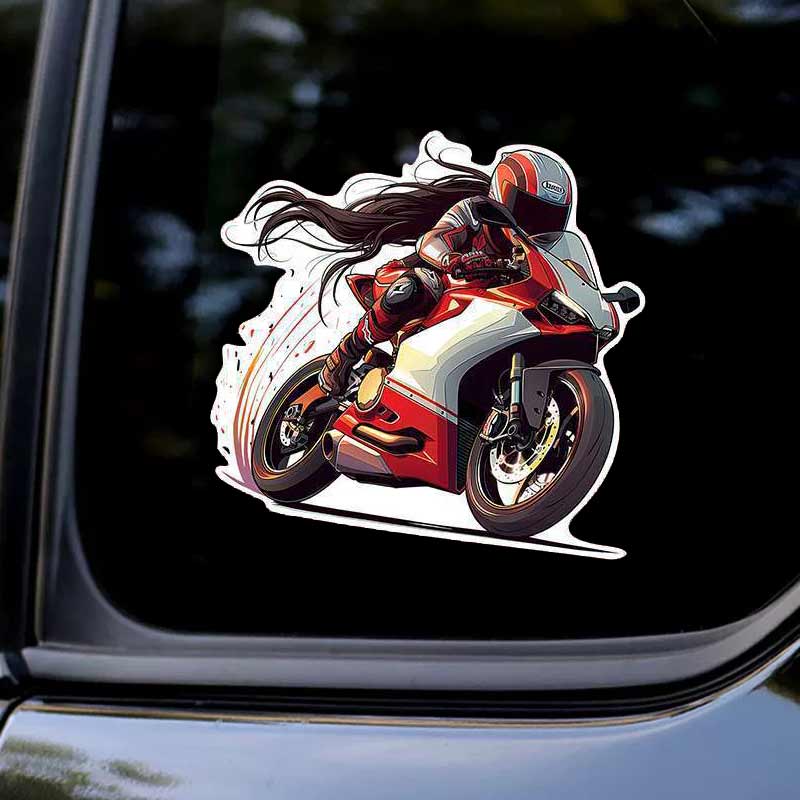 Motorcycle Boy Girl Car Sticker Vinyl Decal Waterproof Rear Window Motorcycle Camper Bumper Truck Laptop Decoration Y164