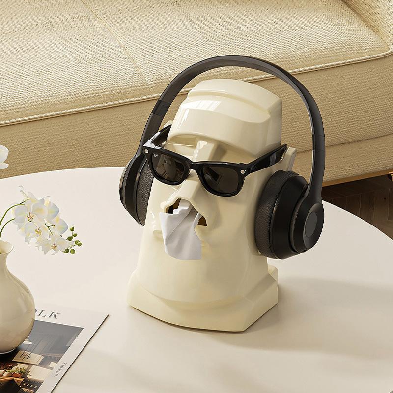 Creative Household Tissue Box Stone Statue Headphone Holder Sunglasses Storage Rack Bedroom Desktop Decorative Item Napkin Box