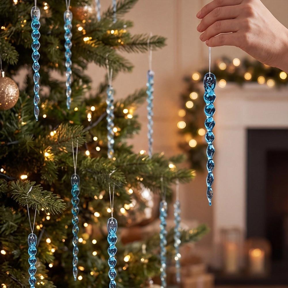12Pcs High Transparency Christmas Hanging Ice Columns Icicle Decorations Pendant Home Decor