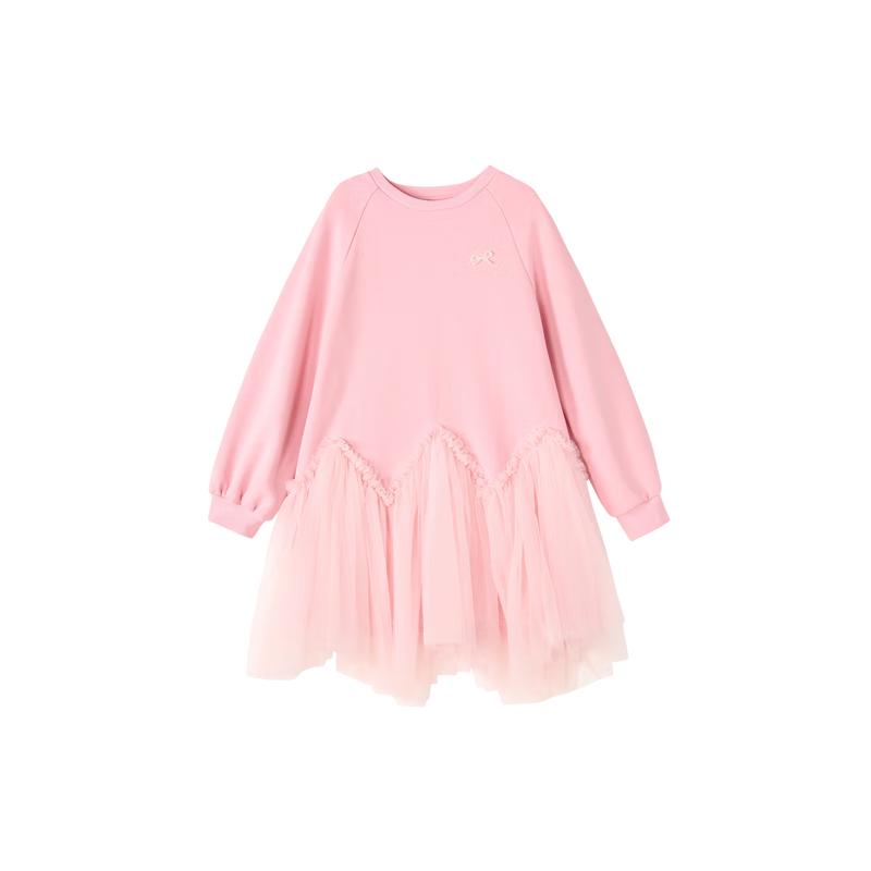 DEESHA Girls Winter Plush Mesh Sweatshirt Dress 120