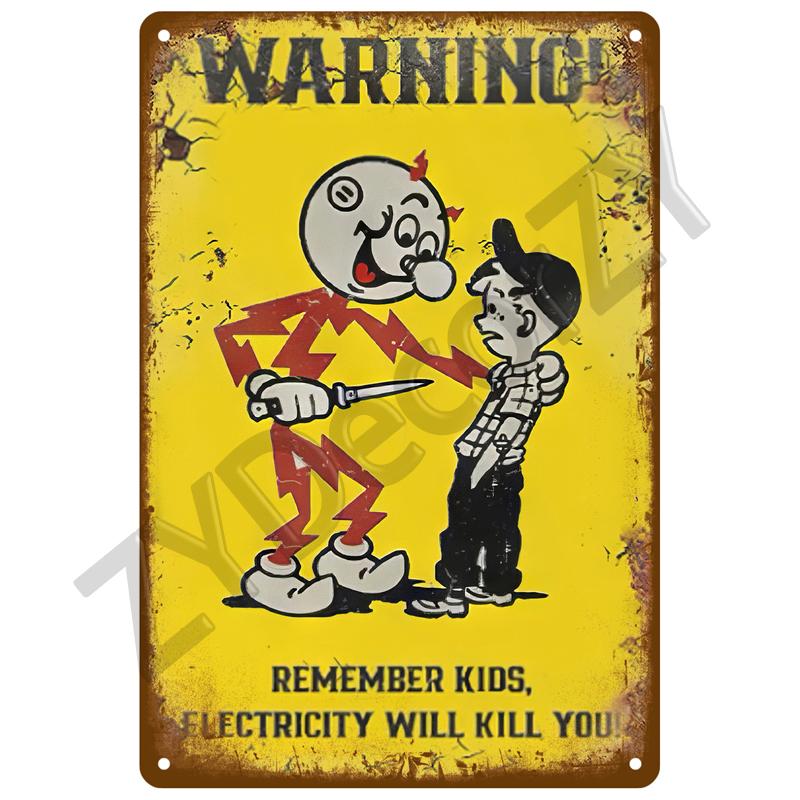 Metal Sign For Bar Pub Garage Cafe Club Man Cave Home Wall Decor Mural Plate Art Caution Tin Sign Warning Vintage Metal Plaque
