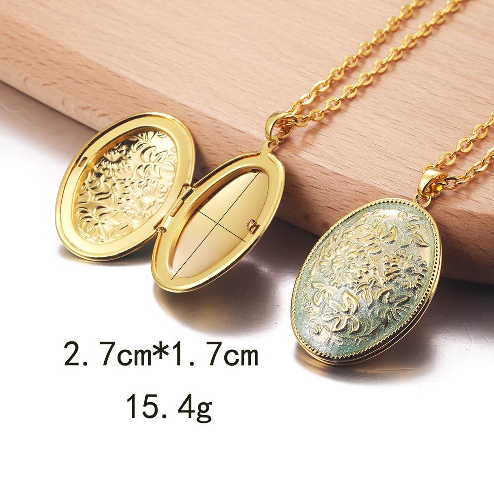 Golden Locket Pendant Mood Necklace Emotion Women Men Lovers Photo Frame Box Choker Necklaces Fashion Love Enamel Jewelry