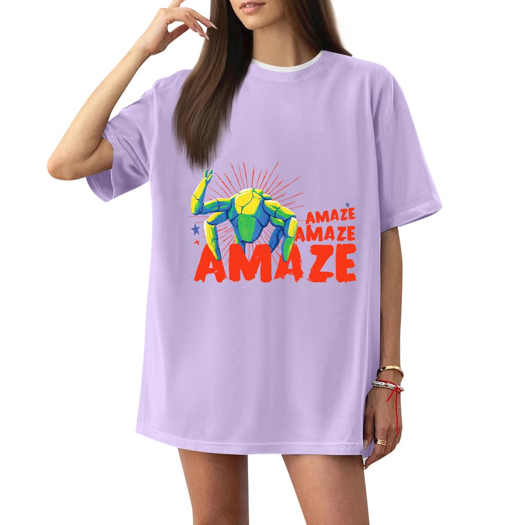 Women's Casual Printed T-Shirt Round Neck Pullover Short Sleeve Top