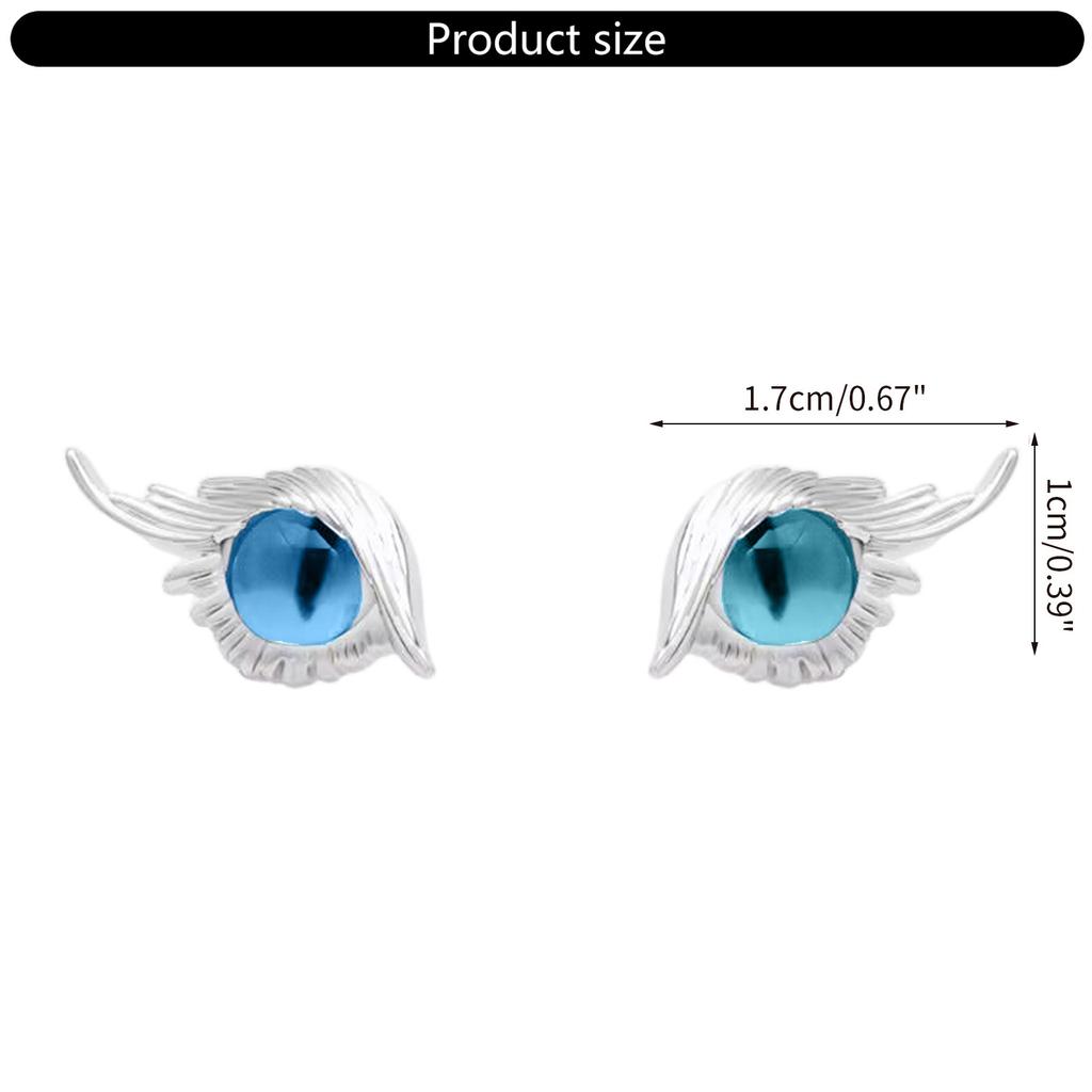 2Pcs Simple Angel Feather- Wings Cat Eye Earrings Female Ins Popular All-match Hip-hop Street Earrings for Birthday Gift