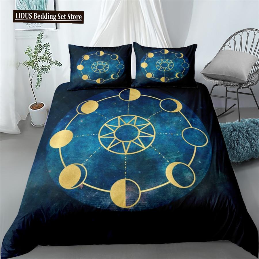 Mandala Bettbezug Set Blau Rosa Boho Chic Tagesdecken Romantische Bettwäsche Böhmisches Bettwäscheset King Polyester Bettdeckenbezug