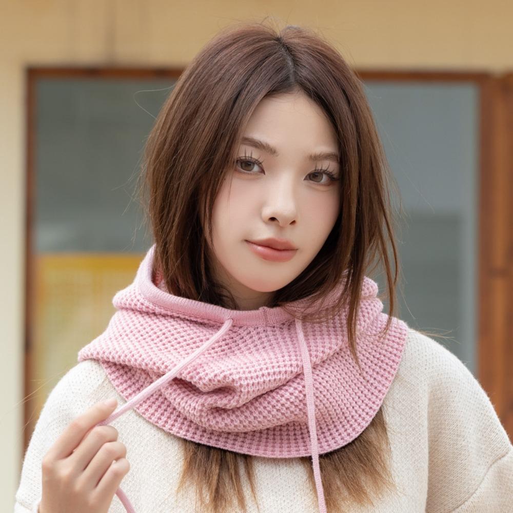 Warm Knitted Hooded Cap Ear Protection Scarf Hat Fashion Full-envelope Cap  Unisex