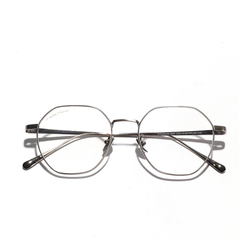 Glasses Round Large Frame Flat Glasses Women'S Titanium Metal Myopia Frame Men'S Plain Glasses
