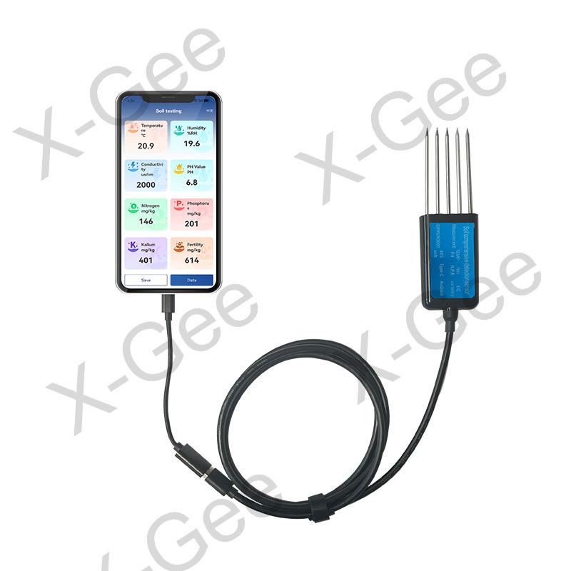 

X-Gee Factory Portable USB Type-C Soil Sensor 8in 1 Sensor with data storage Best Soil Comprehensive Sensor with Type-C Port 8in1