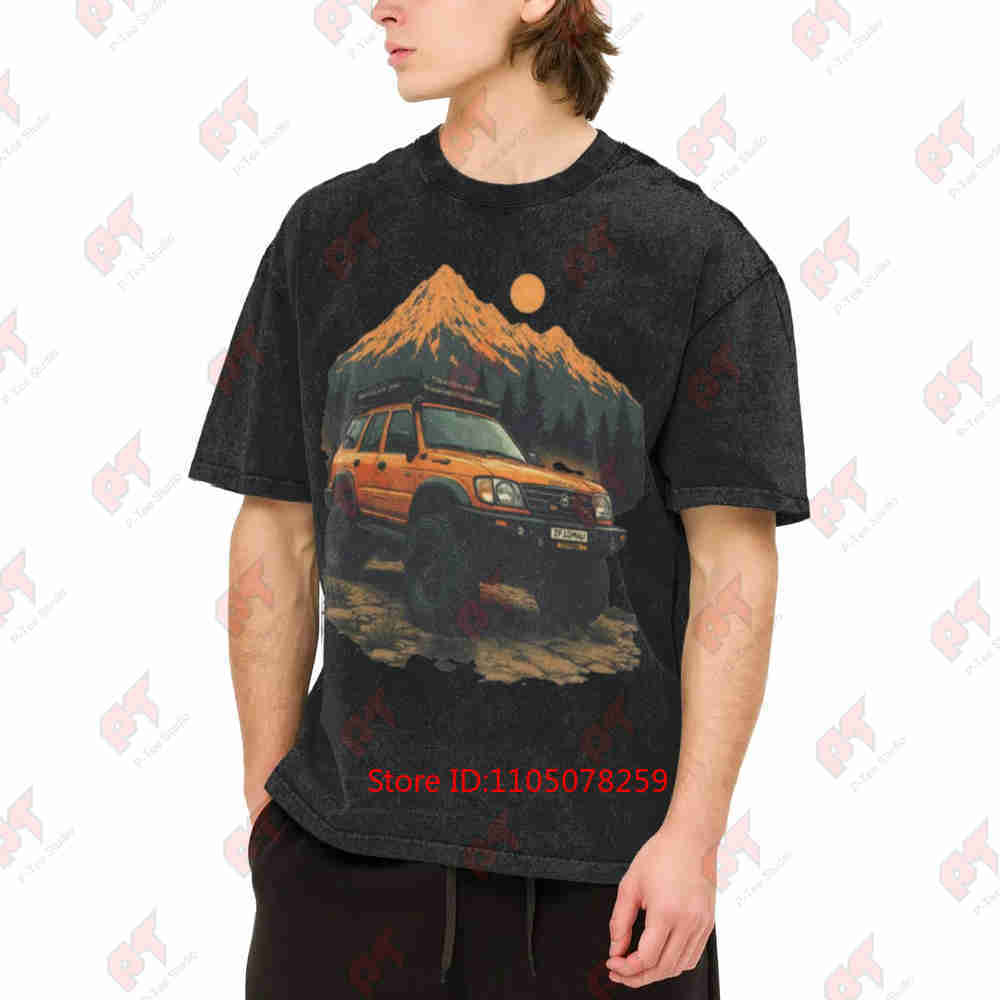 Off Road Vehicle Mountain SUV 4X4 Vintage Washed Tee Pure Cotton T-Shirt