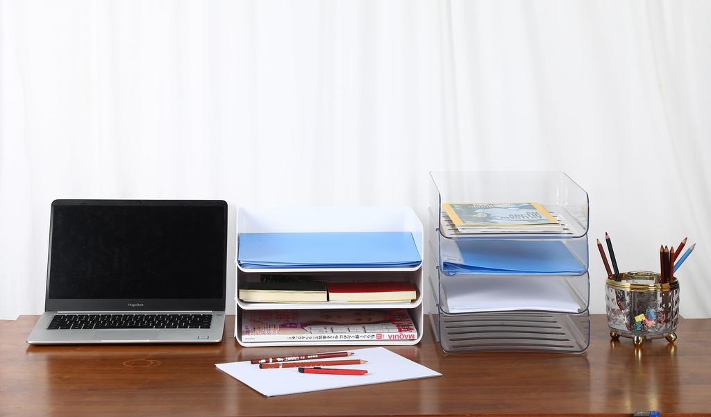 A4 Vertical Document Letter Letter Storage for 4-tier Tray, Case, Tray, Books, Etc. (4pcs/set, White)