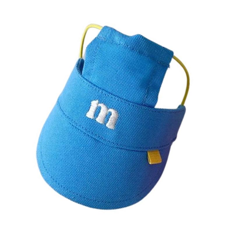 

Embroidery Pet Sun Hat For Dog Cats With Adjustable Belt Breathable Headwear Sunproof Hat Pet Fashion Accessory L синий