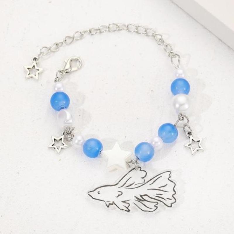Women Bracelet Punk Style Hollow Star Beads Decor Guitar Pendant Friends Bracelet Adjustable Extended Chain Bracelet