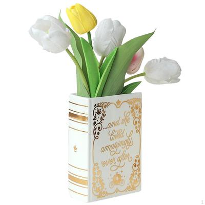 Book Shaped Decorative Vase Unique Artistic Flower for Lovers Desk