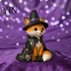 Wooden Wizard Doll Vintage Halloween Figurine, Rustic Witch Zombie Cat Owl Frog Tabletop Table Decor Ornament, Farmhouse Tiered Tray Decoration