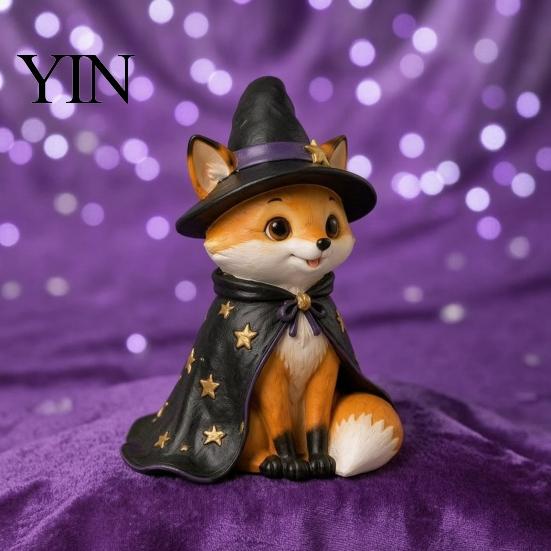 Wooden Wizard Doll Vintage Halloween Figurine, Rustic Witch Zombie Cat Owl Frog Tabletop Table Decor Ornament, Farmhouse Tiered Tray Decoration